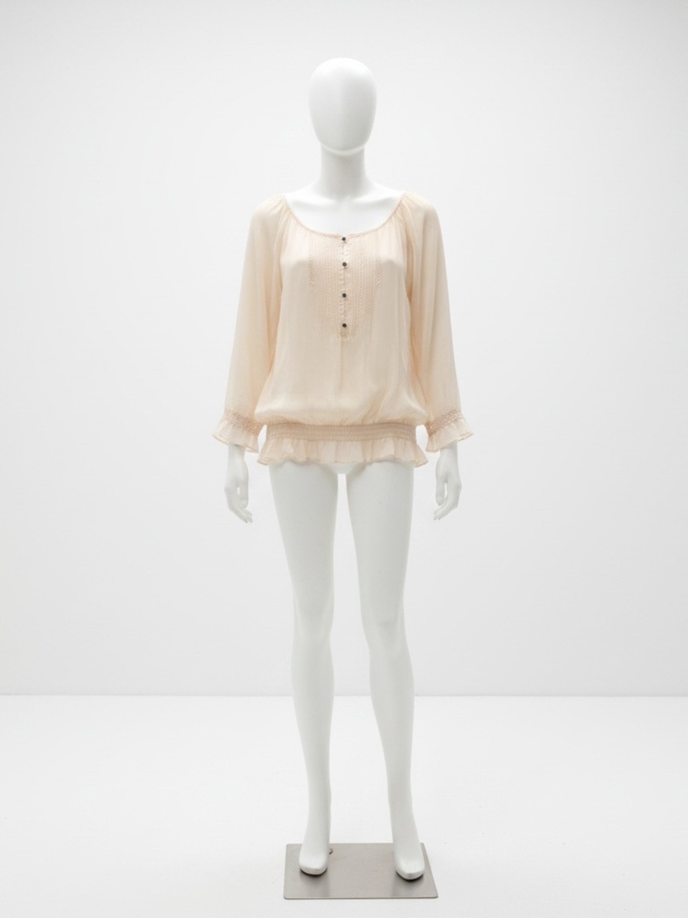 Dynamite Sheer Cream Peasant Blouse - Picture 1 of 3